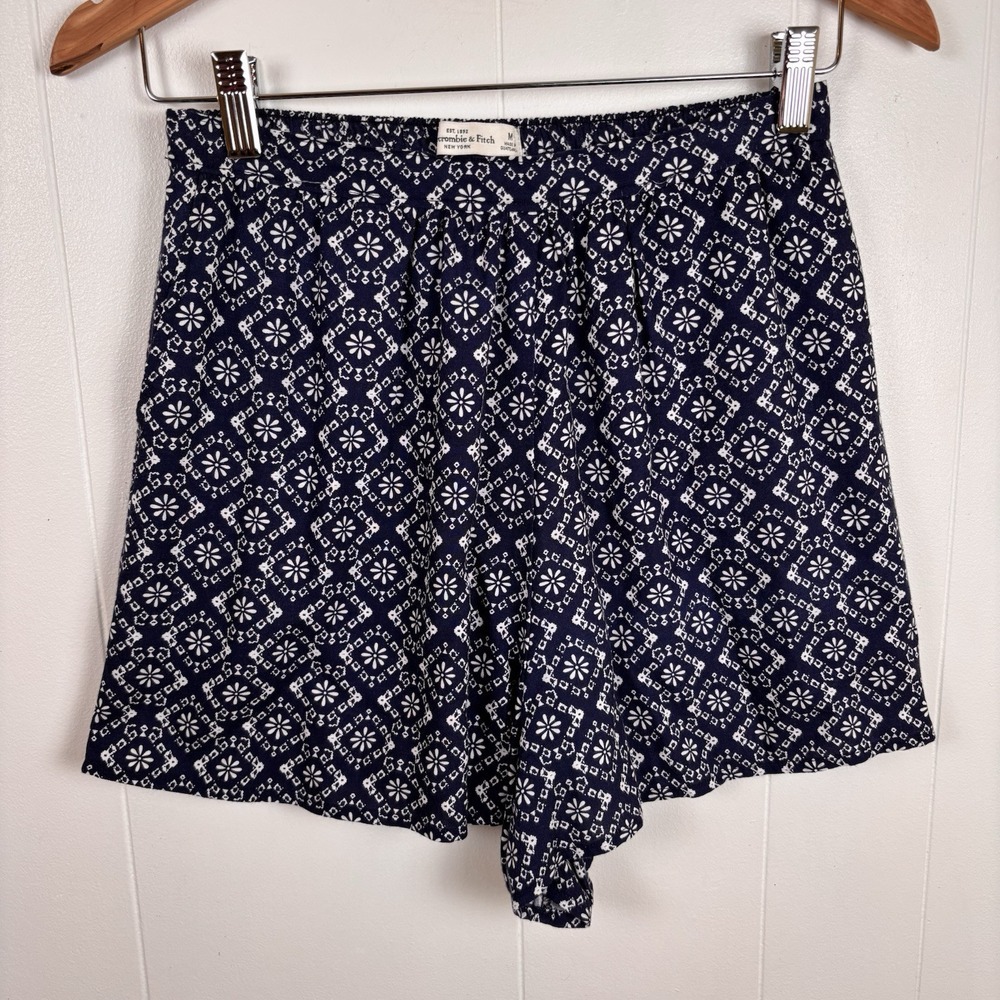 Abercrombie & Fitch Women's Medium Blue Boho Shorts Flowy Rayon‎ Pull On